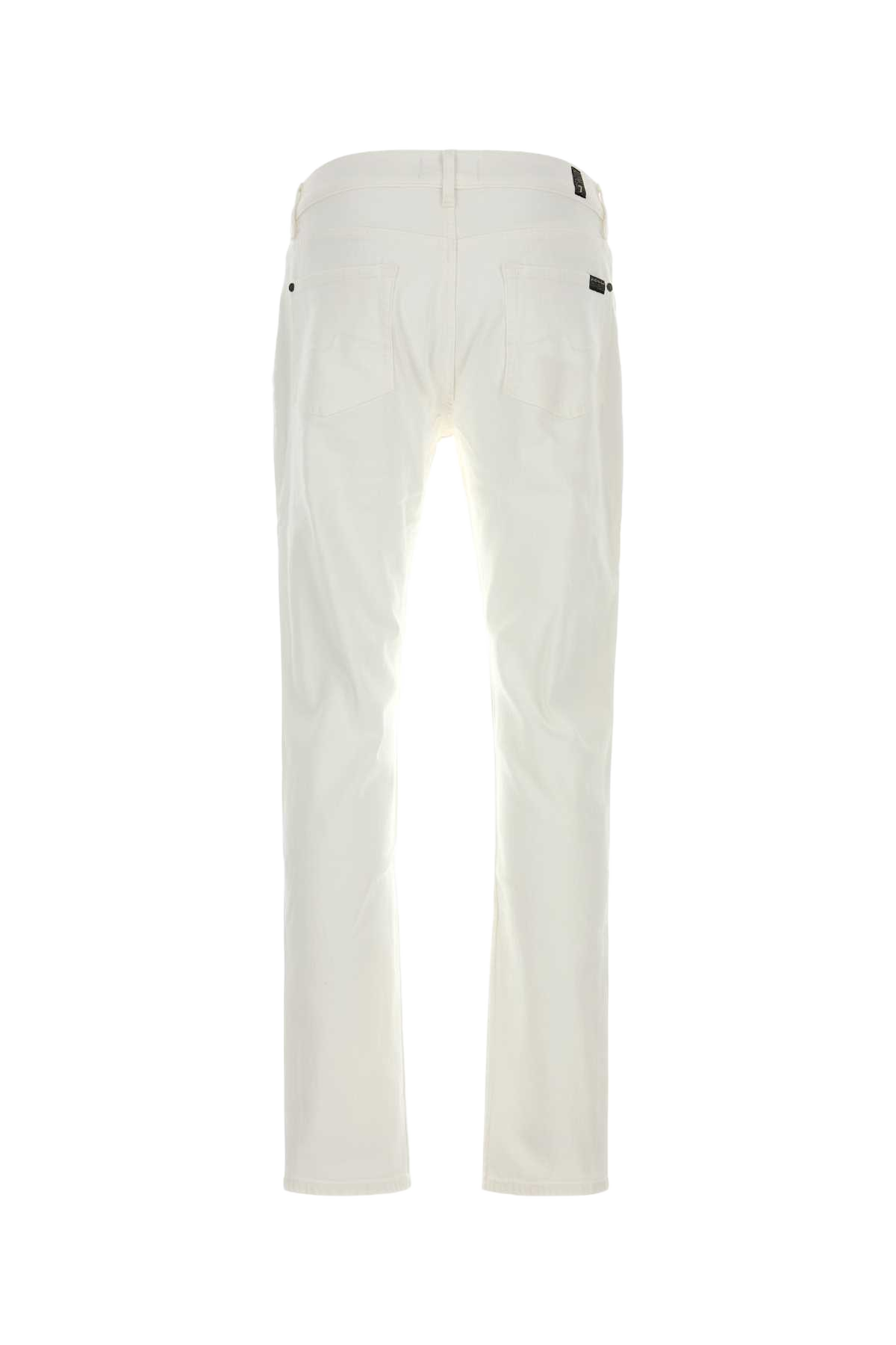 White Stretch Denim Slimmy Tapered Jeans Blue