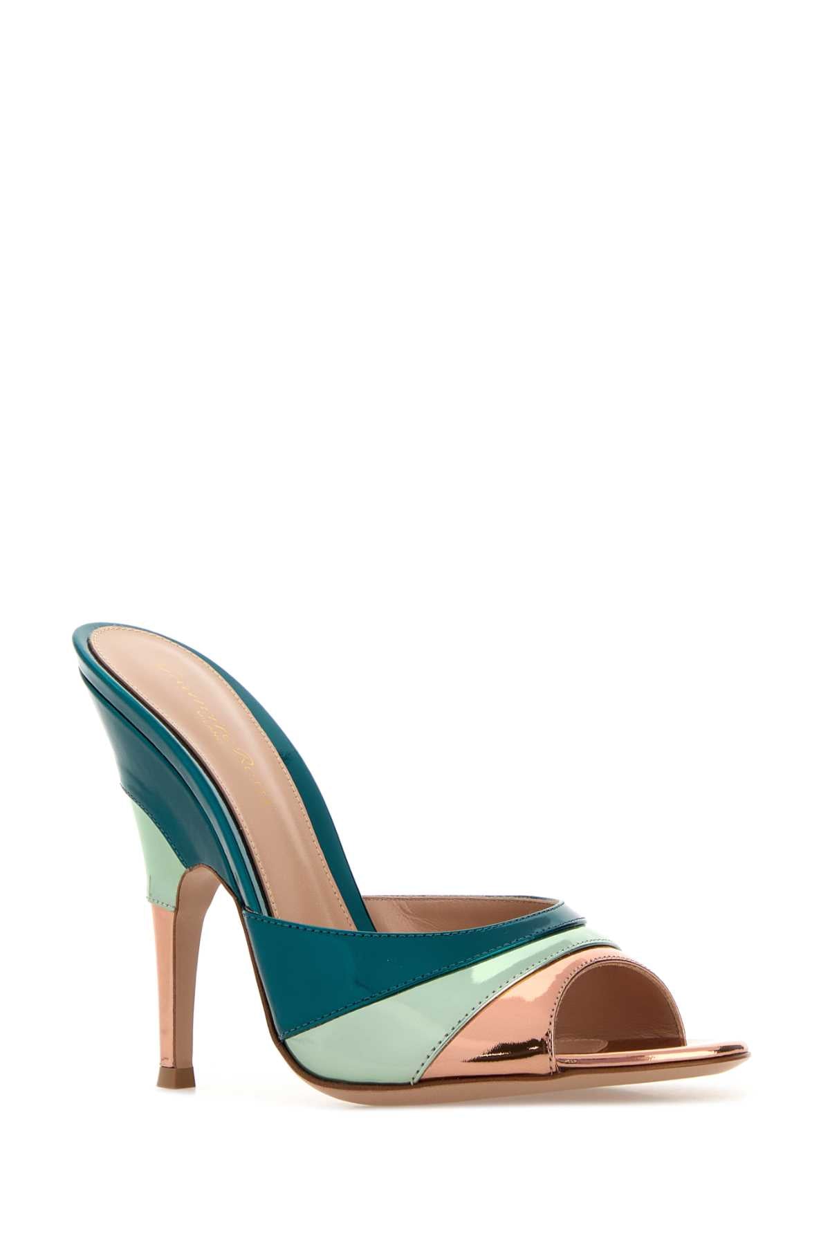 Multicolor Leather Marea Mules Rosegoldaloeteal Sandali
