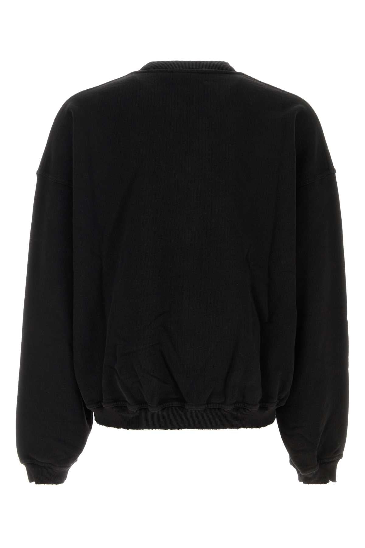 Black Cotton Sweatshirt Jetblack Exterior: Felpe