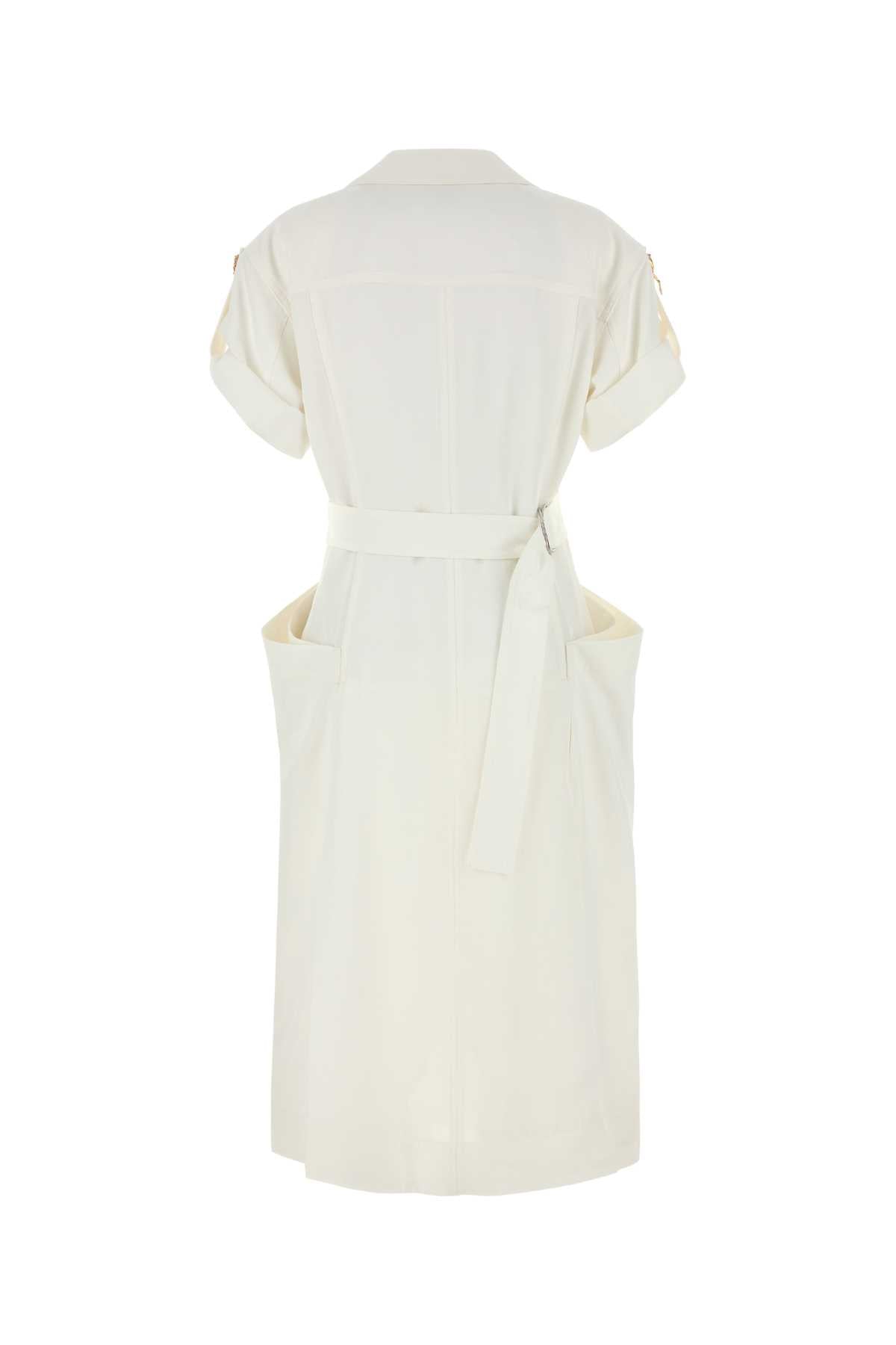 White Viscose Blend Dress Chalk Exteiror: Linen Abiti