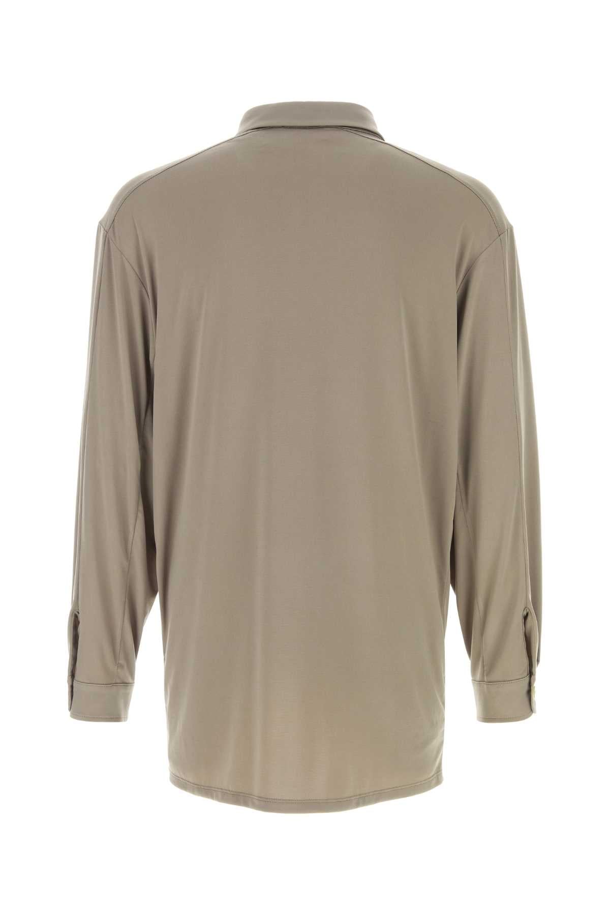 Khaki Stretch Polyester Vendemmia Shirt Taupe Exterior: Elastane Camicie