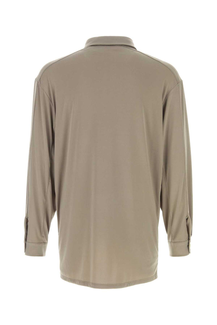 Khaki Stretch Polyester Vendemmia Shirt Taupe Exterior: Elastane Camicie