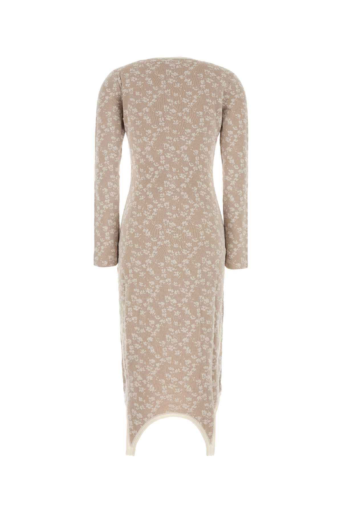 Embroidered Cotton Blend Dress Toffee Exterior: Nylon Abiti