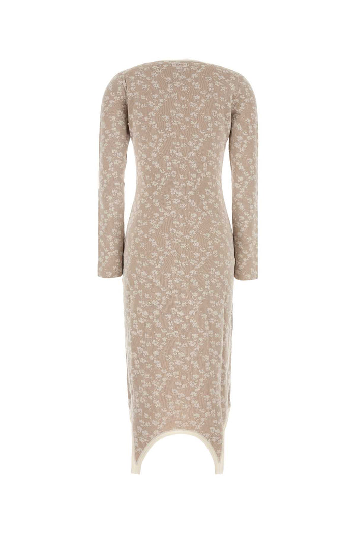 Embroidered Cotton Blend Dress Toffee Exterior: Nylon Abiti