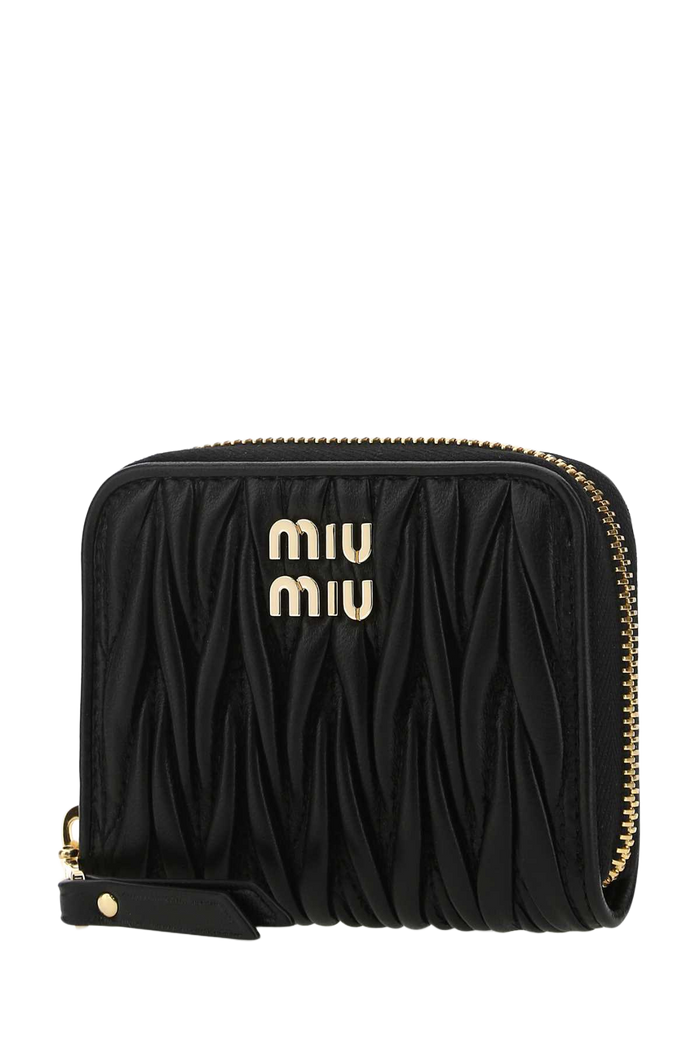 Black Leather Coin Purse Nero Agnello Portafogli