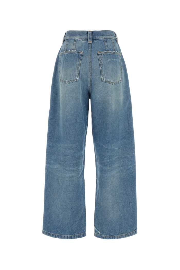 Denim Wide-Leg Jeans Lightbluel Exterior: Cotton