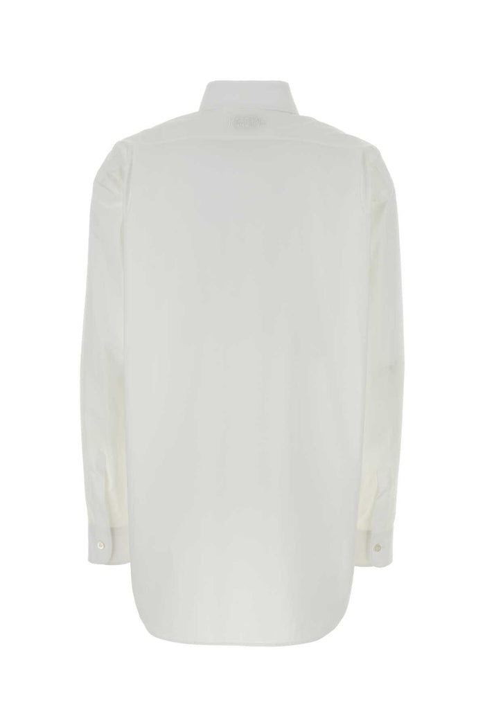 White Stretch Poplin Shirt Bianco Exterior: Cotton Elastane Camicie