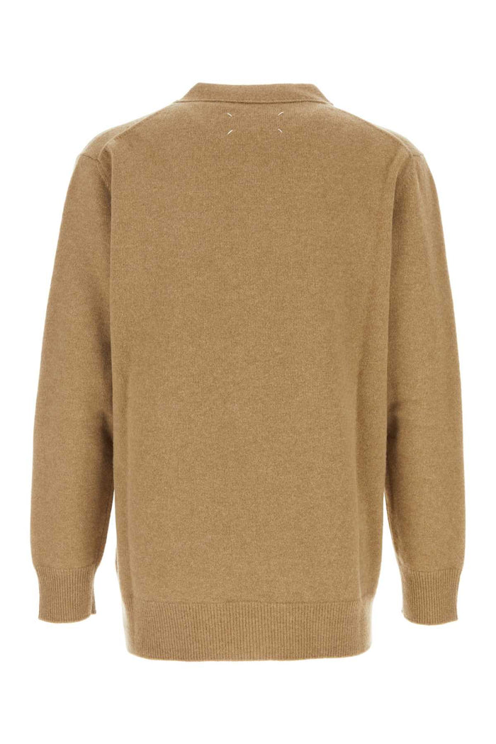 Cappuccino Wool Cardigan Beige Exterior: Maglieria