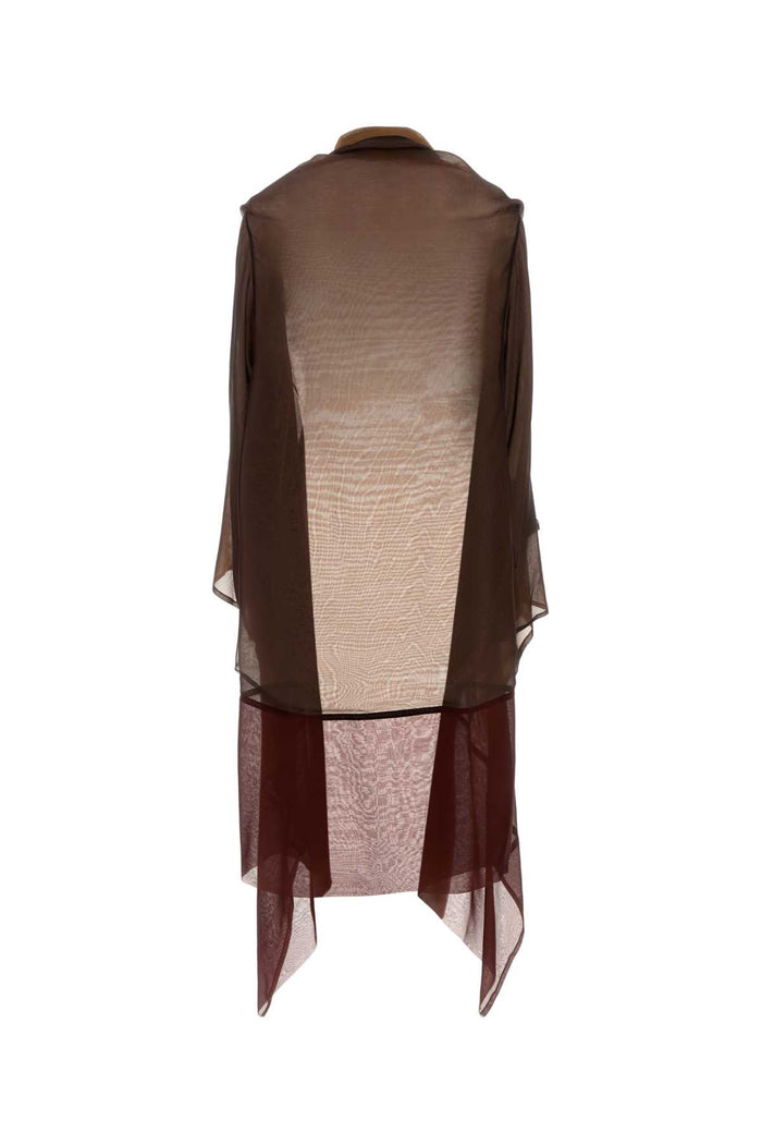Multicolor Chiffon Cardigan Fantasiamarrone Exterior: Silk Cappotti