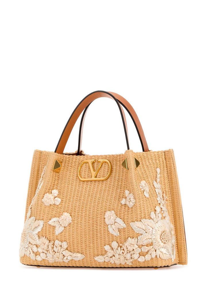 Raffia Vlogo Signature Bucket Bag Naturalecremanaturalcamel Cotton Viscose Borse A Mano
