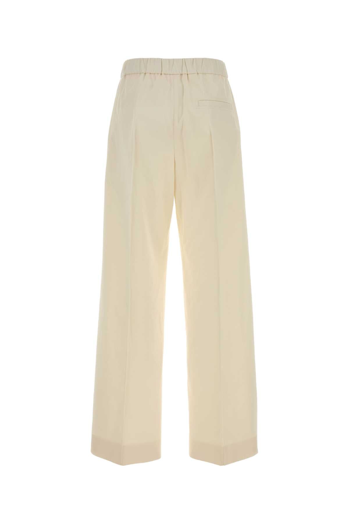 Ivory Cotton Wide-Leg Pant Chalk Pantaloni