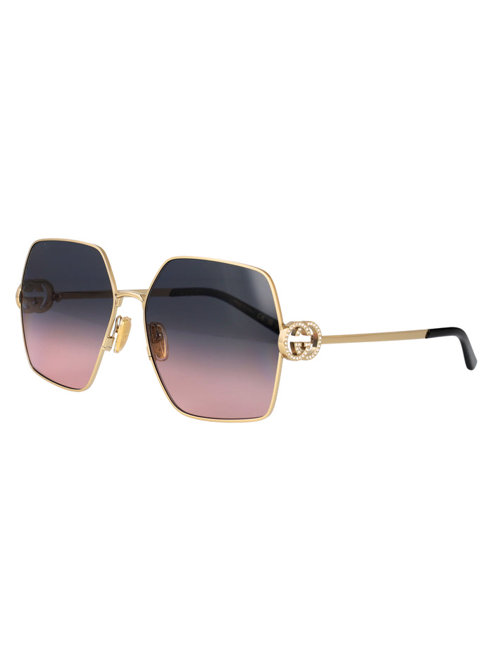 Gg2163s Gold-gold-grey Metal Sunglasses