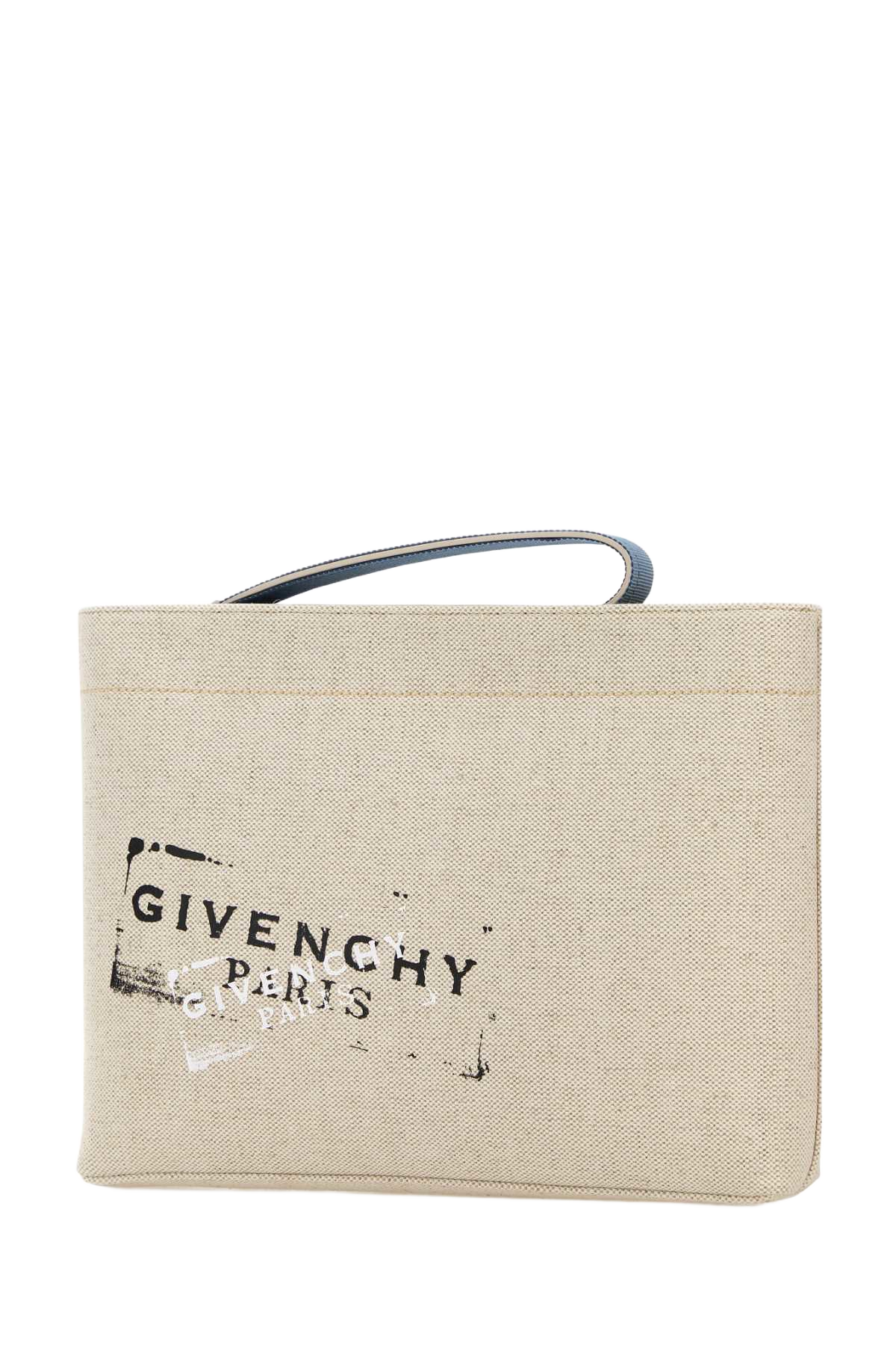 Sand Canvas Clutch Beigeblack