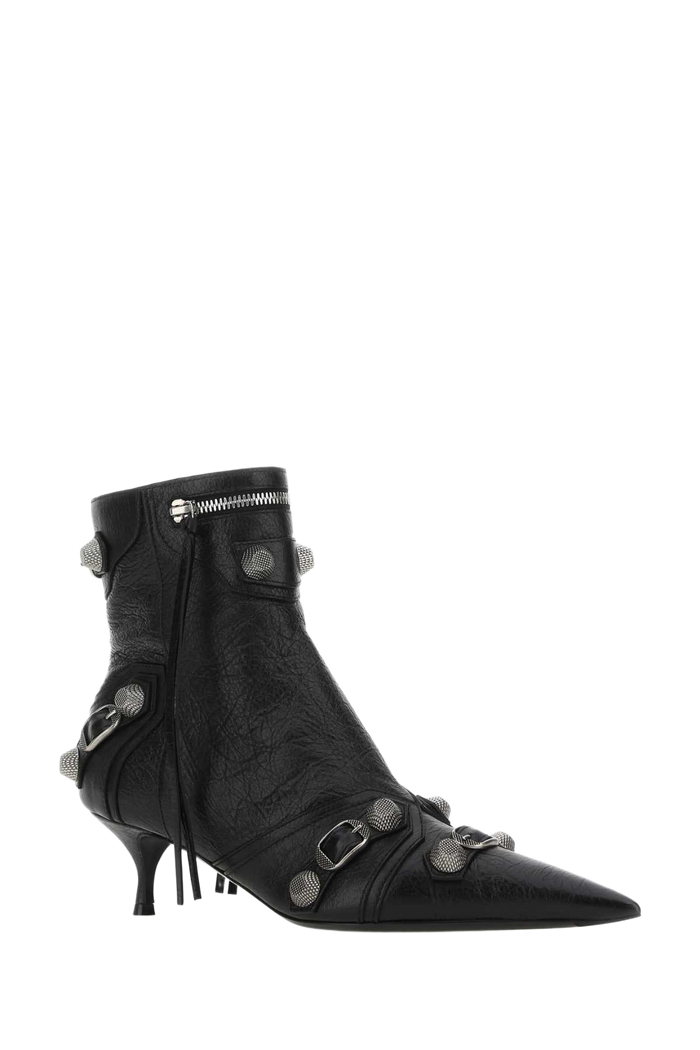 Black Leather Cagole Ankle Boots 1081 Stivali