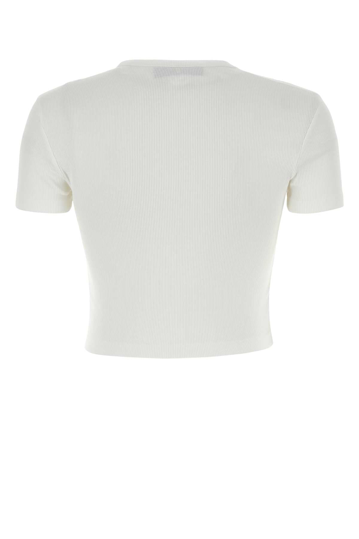 White Stretch Cotton T-Shirt Exterior: Elastane Maglie