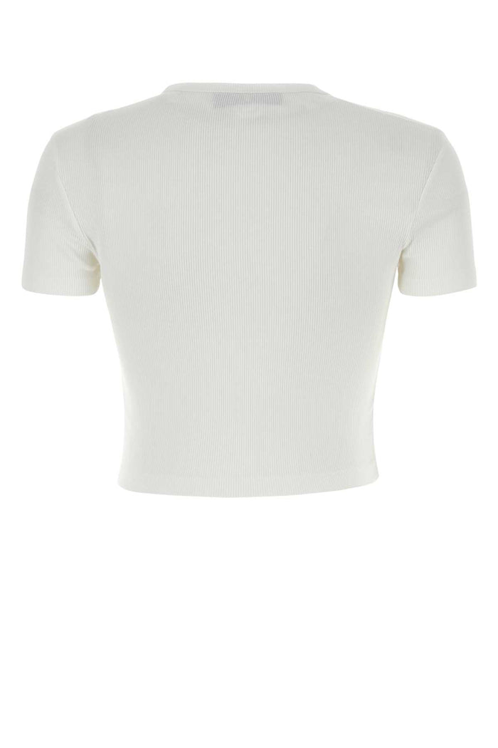 White Stretch Cotton T-Shirt Exterior: Elastane Maglie