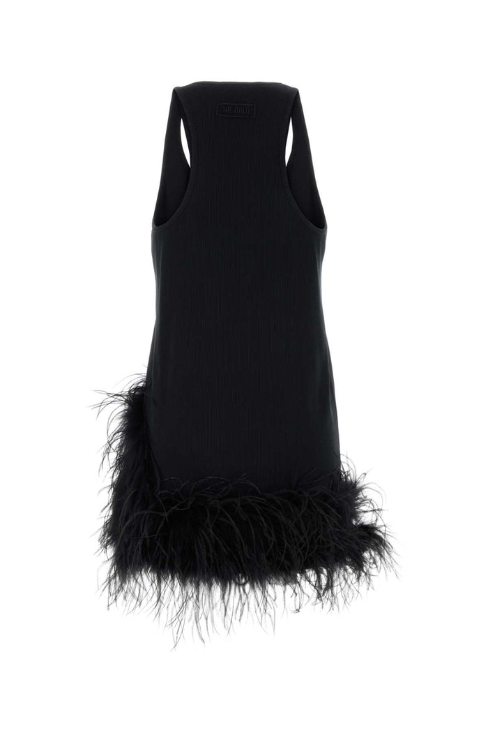 Black Cotton Mini Dress Abiti