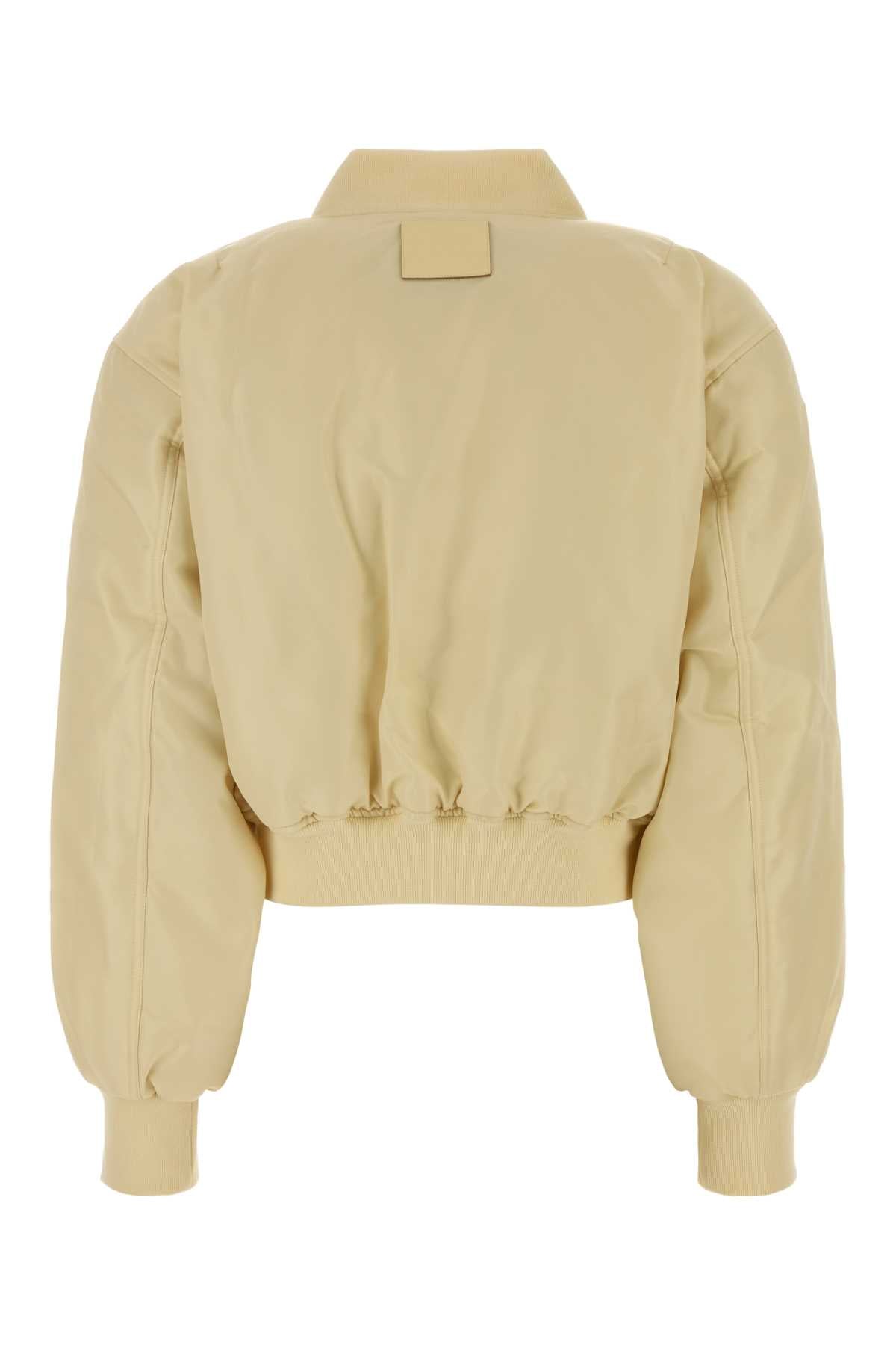Pastel Yellow Polyester Leon Bomber Jacket Cream Giubbini