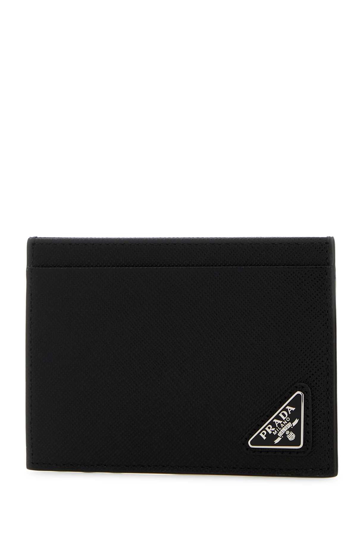 Black Leather Card Holder Nero Portafogli