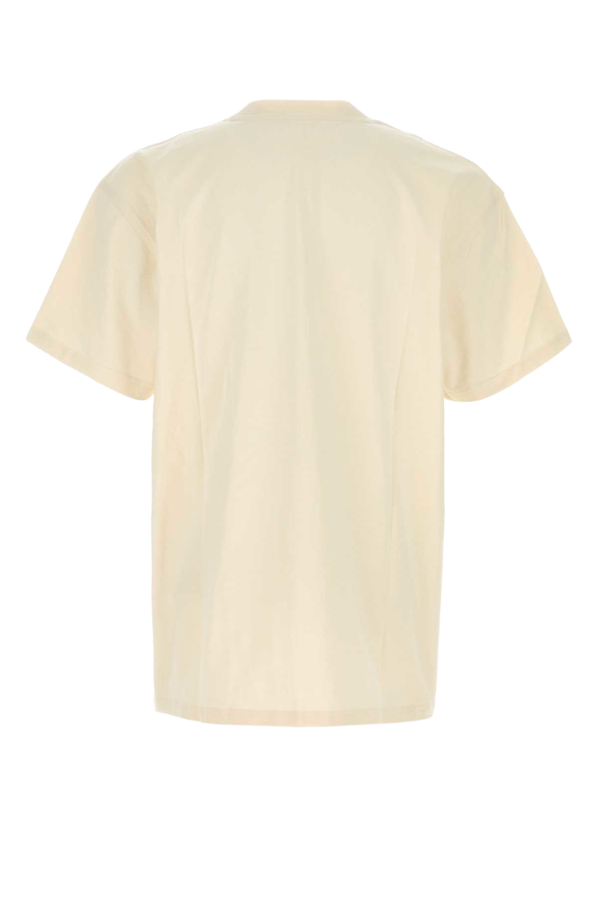 Cream Cotton S-S American Script T-Shirt Natural Exterior