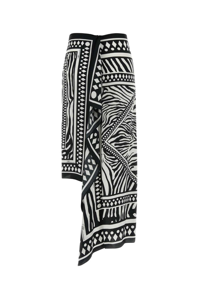 Printed Twill Skirt Whiteblack Exterior: Viscose Gonne