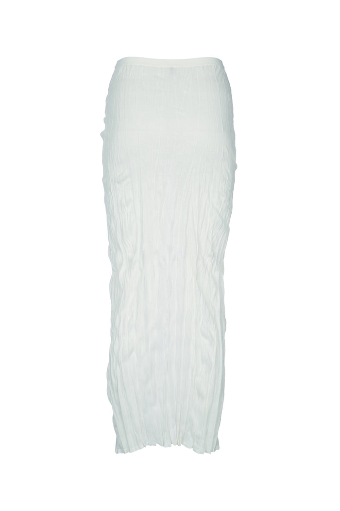 Crinkled Knit Skirt White Viscose Gonne