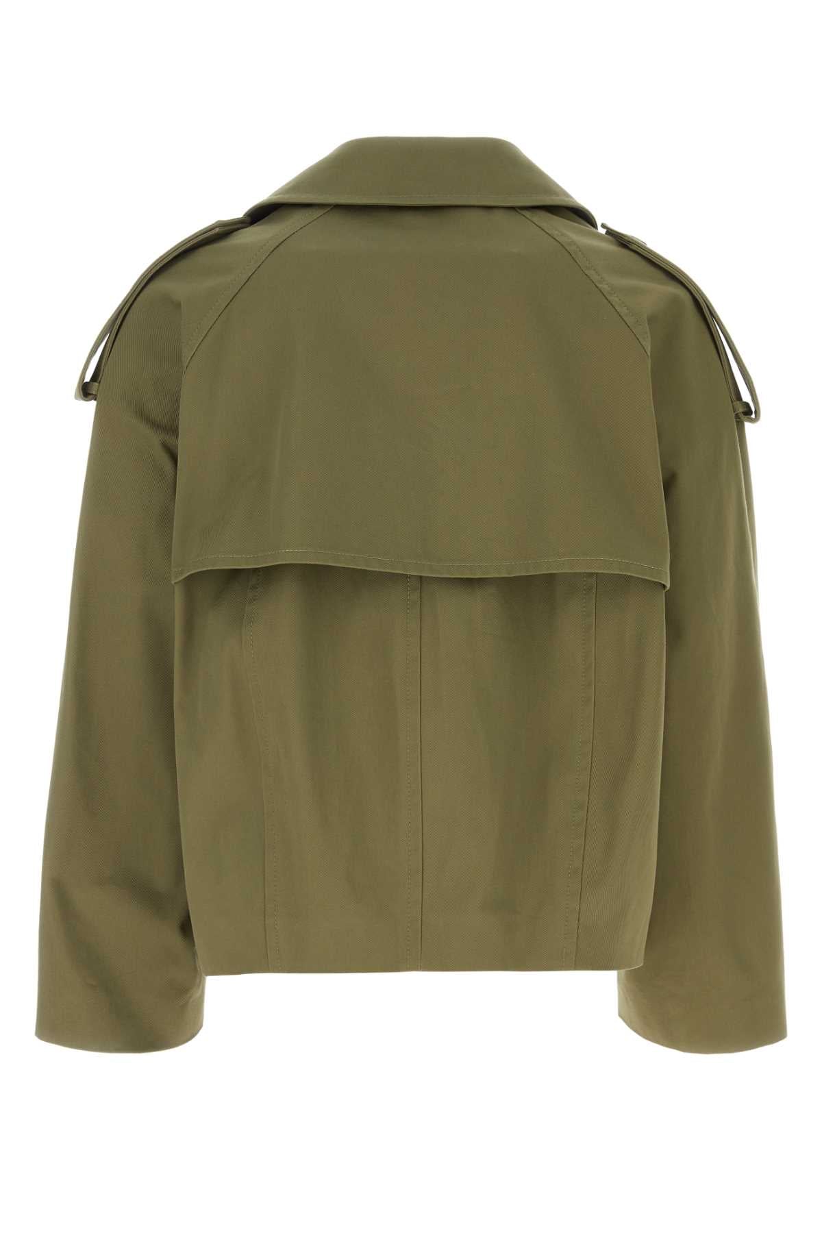 Green Cotton Trench Coat Picklegreen Exterior