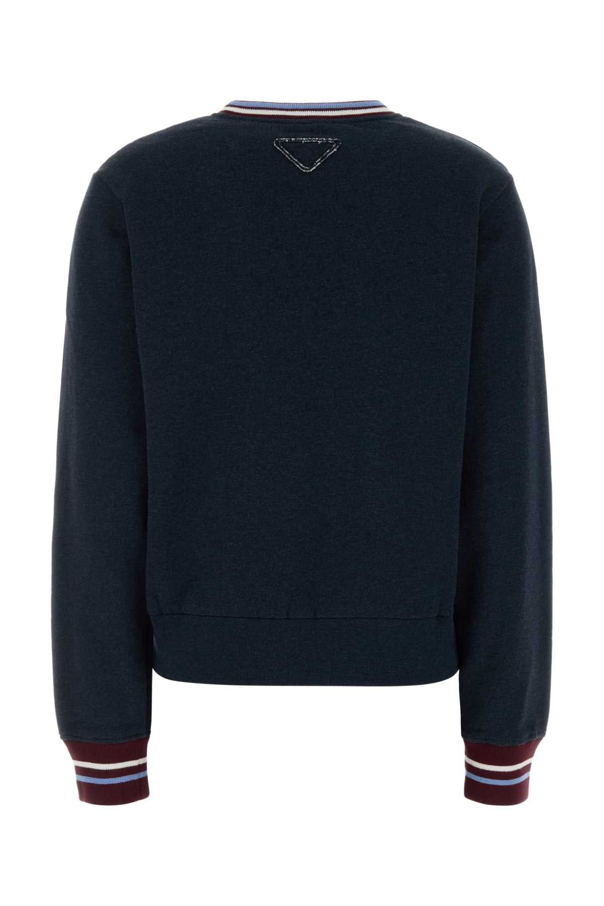 Melange Dark Blue Cotton Sweatshirt Navy Exterior: Felpe