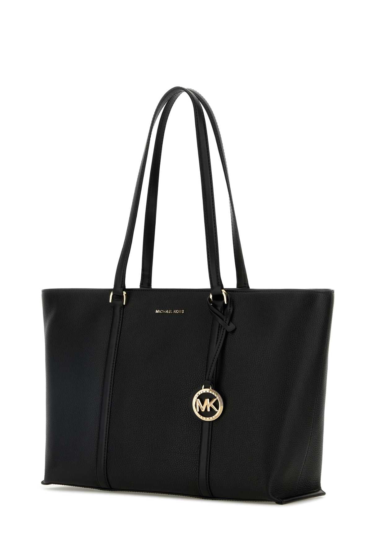 Black Leather Large Temple Shopping Bag Borse A Mano
