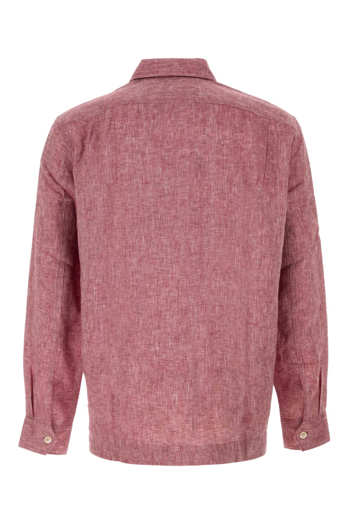 Melange Tyrian Purple Linen Shirt C151 Exterior: Camicie