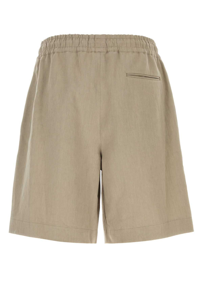 Dove Grey Linen Bermuda Shorts Corda Exterior: Cotton