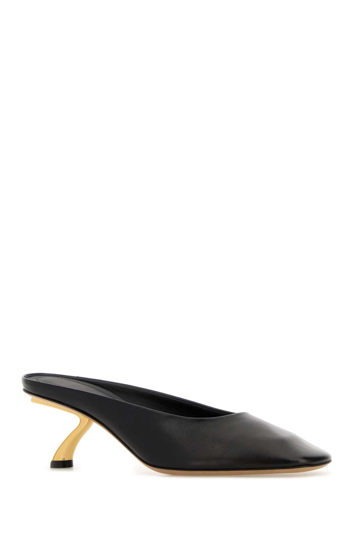 Black Leather Safi 55 Mules Neroneronero Scarpe Con Tacco