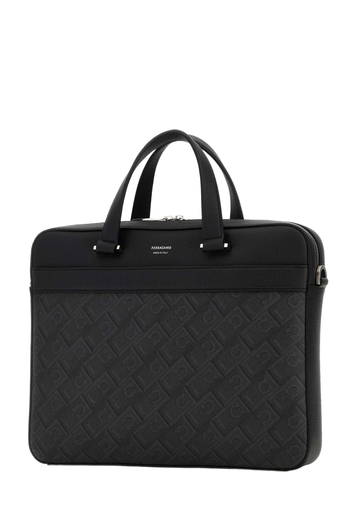 Printed Canvas Briefcase Nerogrigio Ventiquattrore