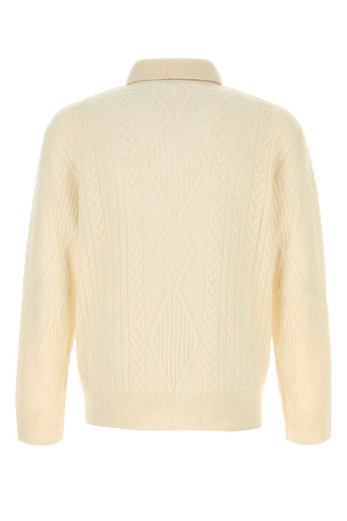 Ivory Alpaca Blend Sweater Snow Exterior: Wool Nylon Maglieria