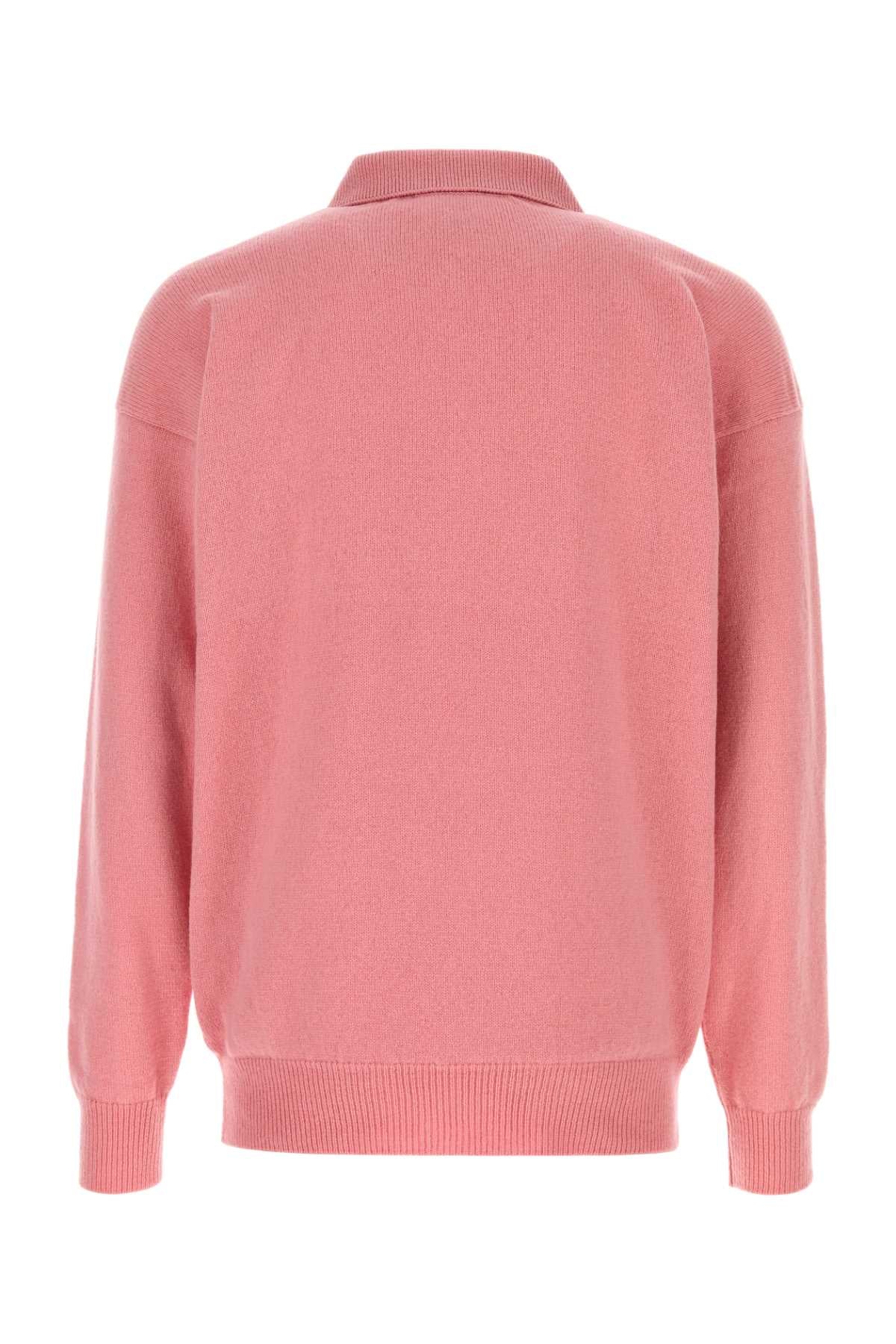Pink Wool Polo Shirt Bubblegum Exterior