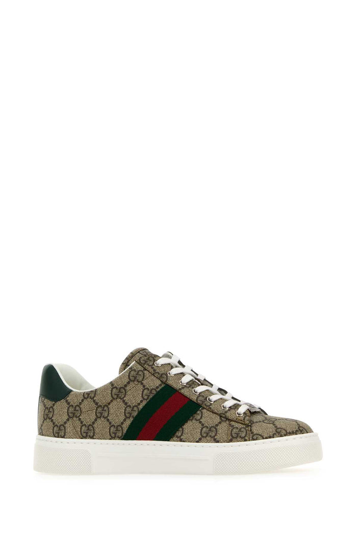 Gg Supreme Fabric Gucci Ace Sneakers Beiebonyvrvgreen