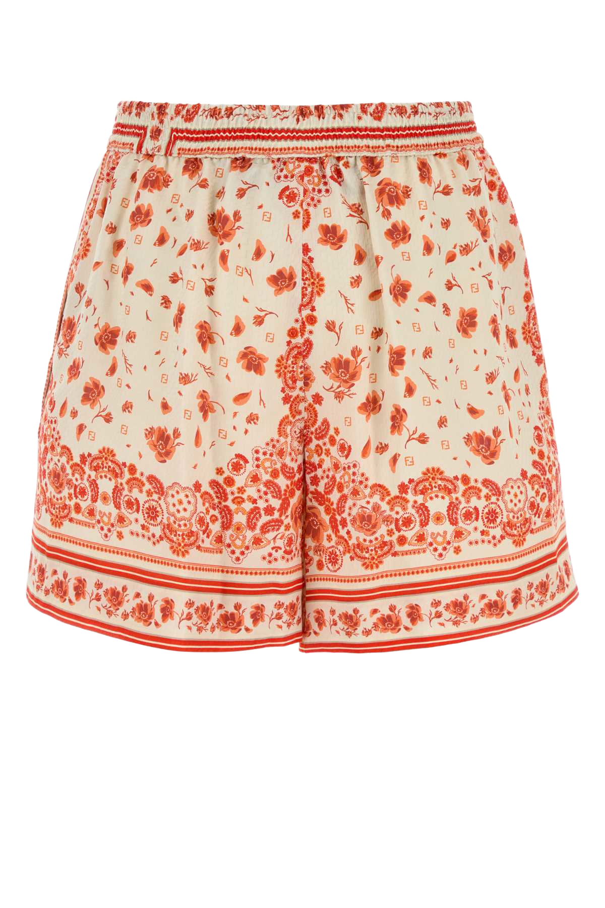 Printed Silk Shorts Coral Exterior