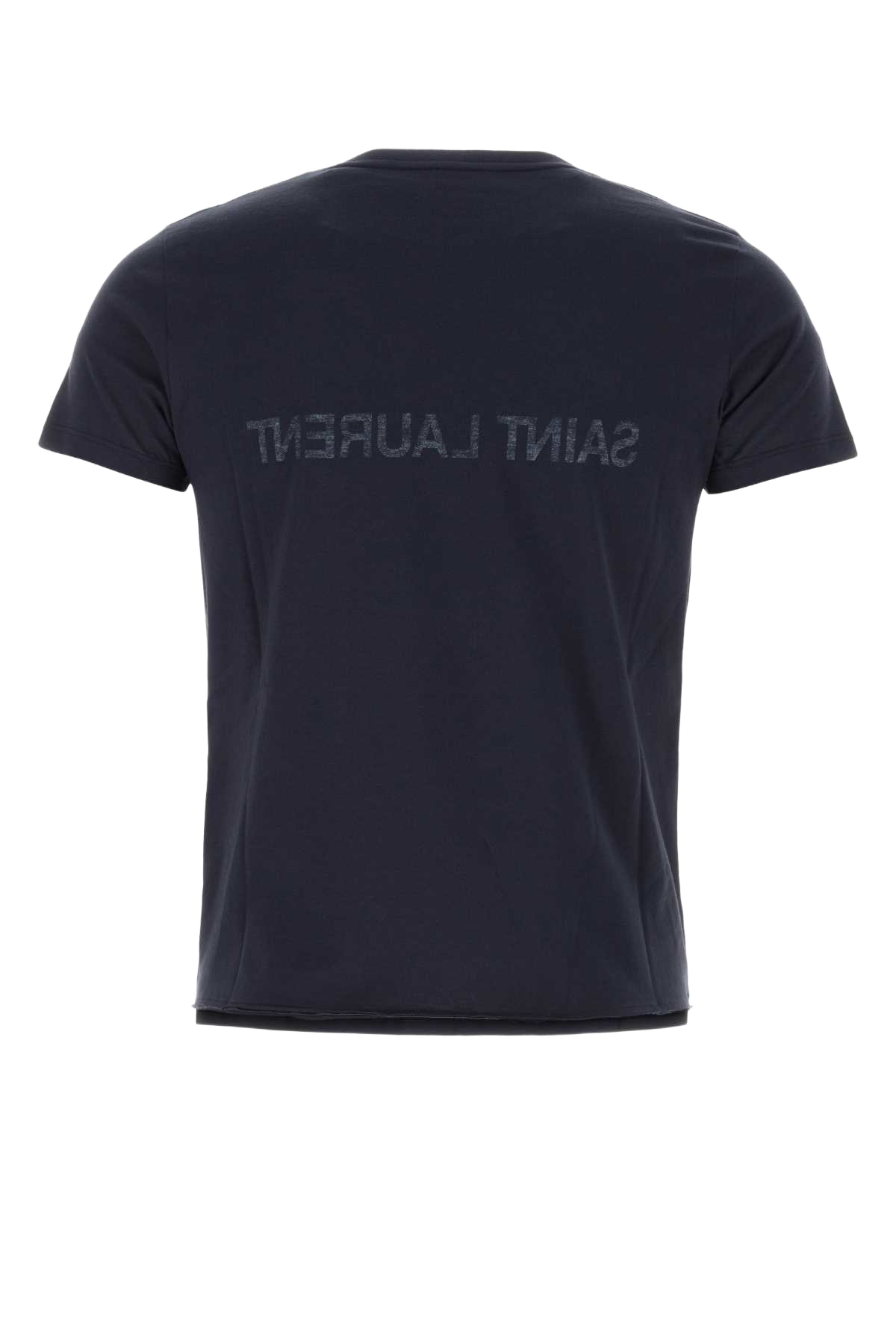 Navy Blue Cotton T-Shirt Multicolor Exterior