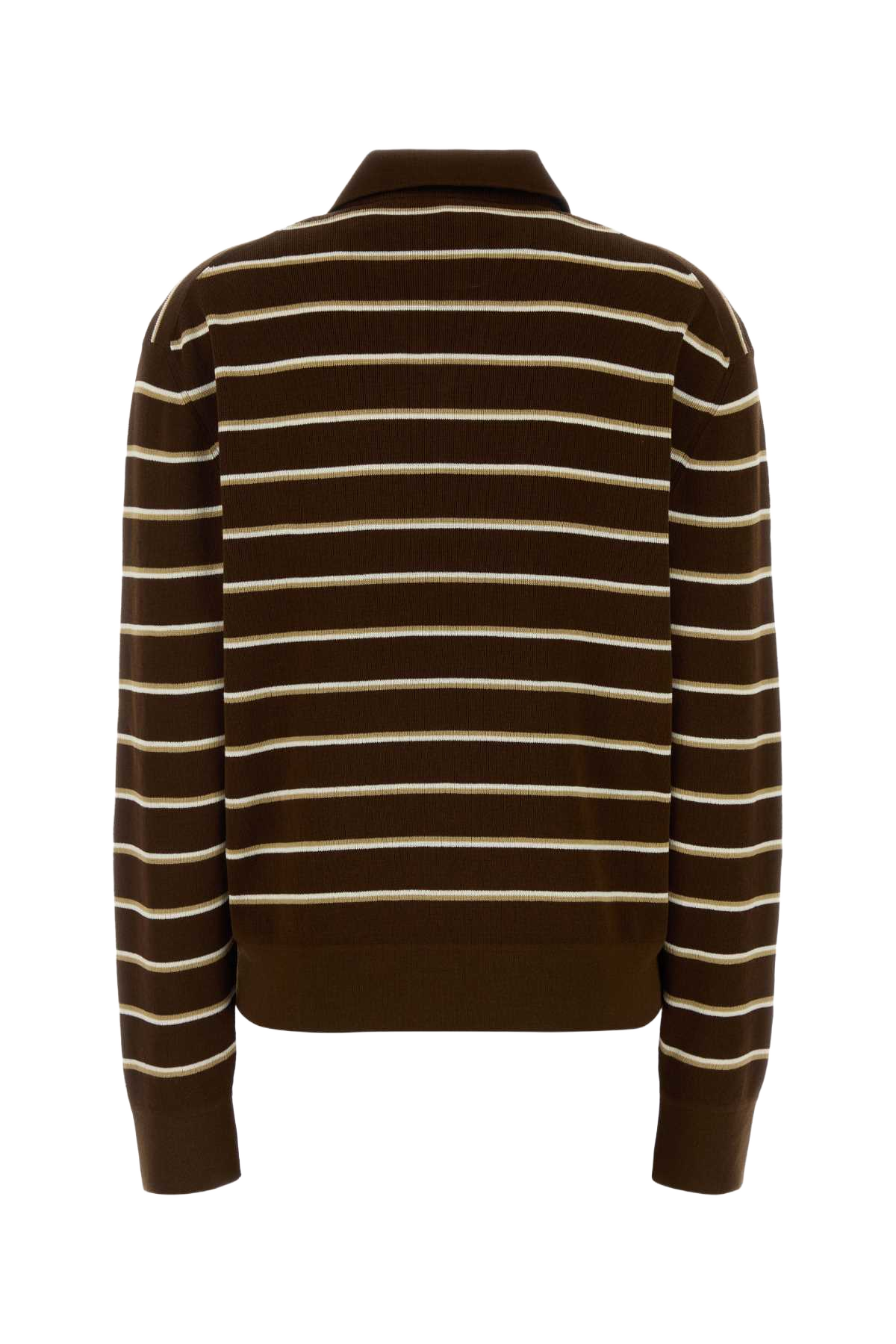 Embroidered Stretch Cotton Blend Polo Shirt Cacao