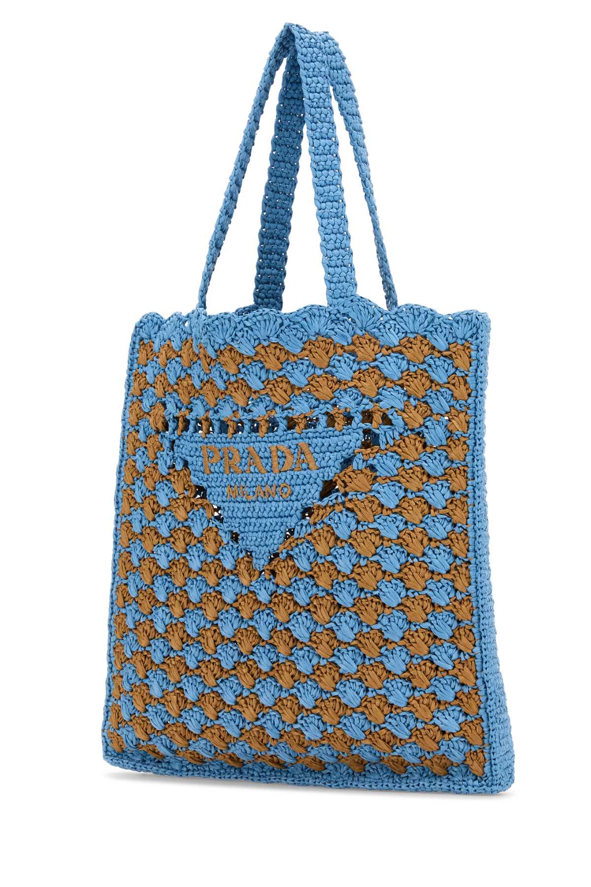 Two-Tone Raffia Shopping Bag Celestecaramel Exterior: Borse A Mano