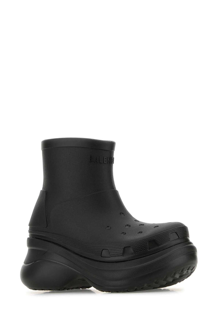Black Rubber Crocs Ankle Boots Stivali