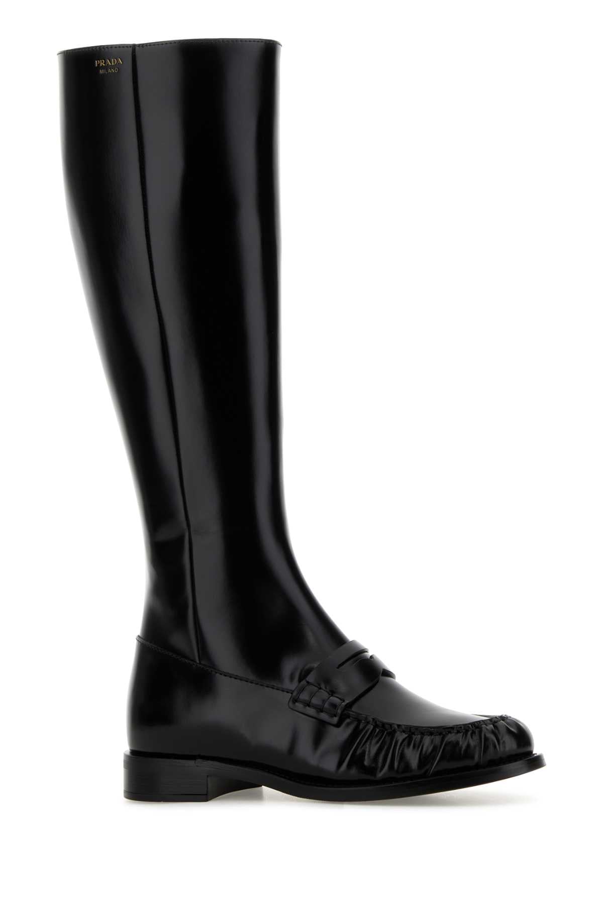 Black Leather Boots Nero Stivali