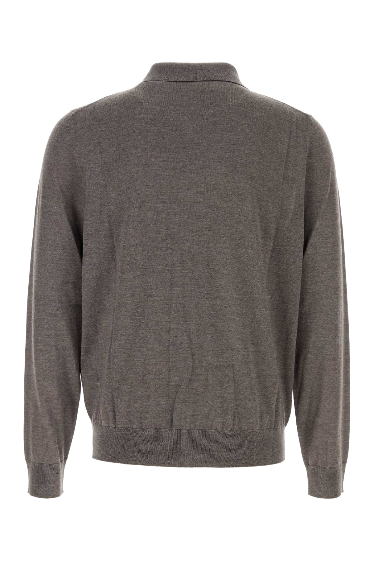 Grey Wool Polo Shirt Taupechine Exterior: Virgin