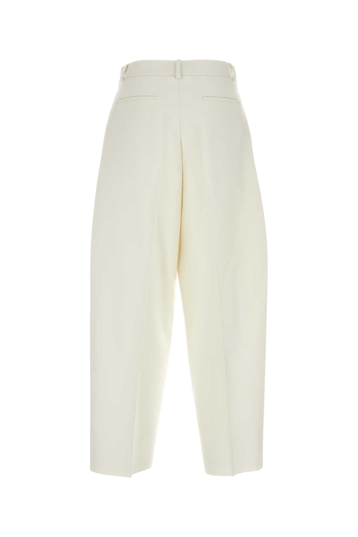 Ivory Wool Blend Pant Avorio Exteiror: Virgin Silk Pantaloni