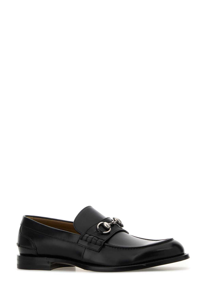 Black Leather Loafers Blackblackblack Calf Skin Mocassini