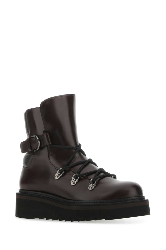 Aubergine Leather Elimo Ankle Boots Ganachebrown Stivali