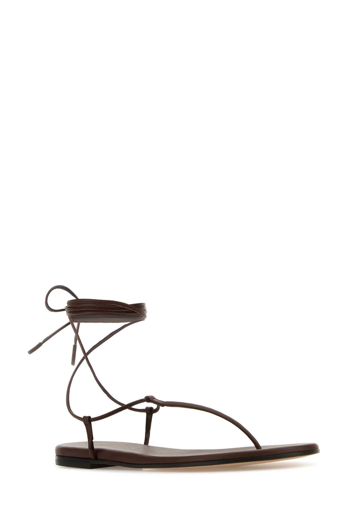 Brown Nappa Leather Gwyneth Thong Sandals Sandali