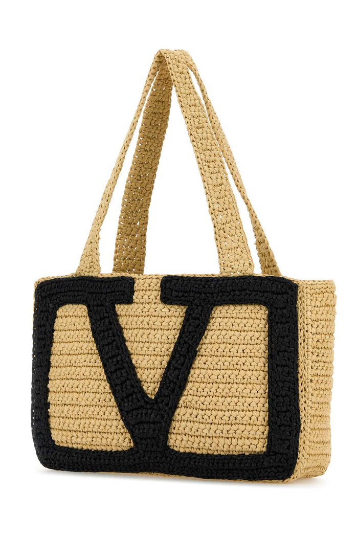 Raffia Medium Viva Superstar Shopping Bag Naturalenero Viscose Borse A Mano