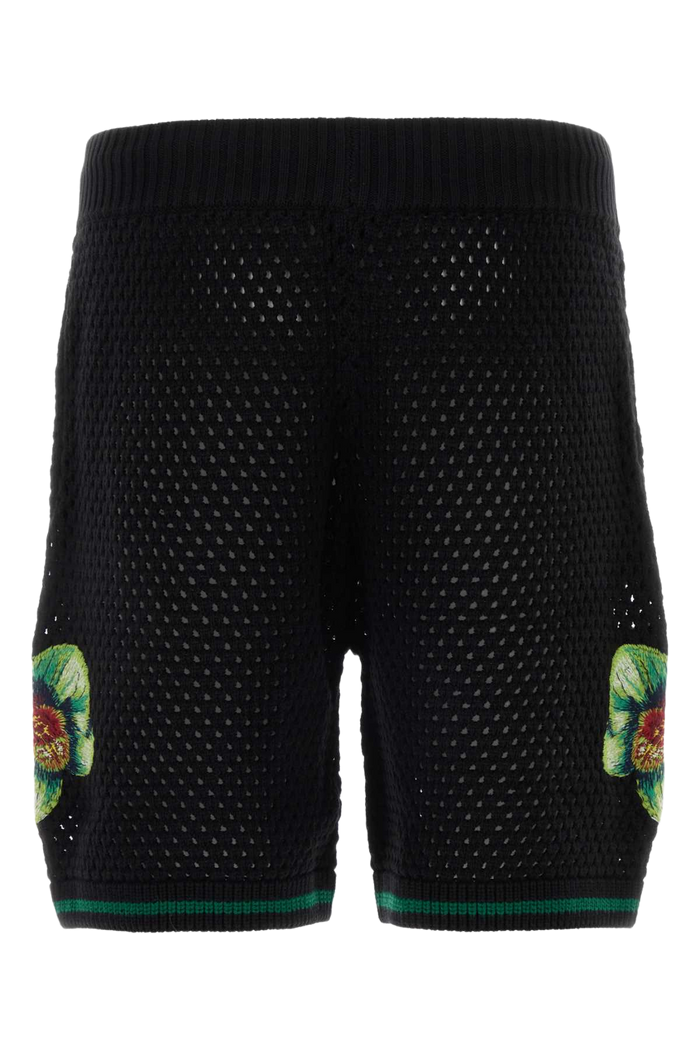 Black Crochet Bermuda Shorts Glitchorchid Exterior: Cotton