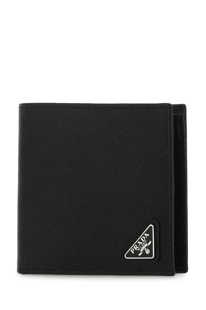 Black Leather Wallet F0002 Vitello Portafogli